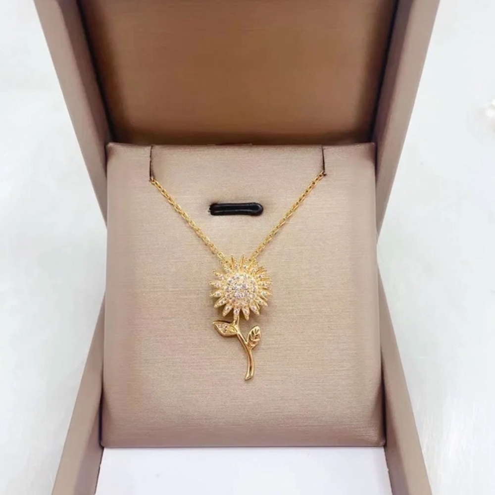 18K Gold Fidget Spinner Sunflower Gemstone Necklace With Diamonds - Picture 2 of 6